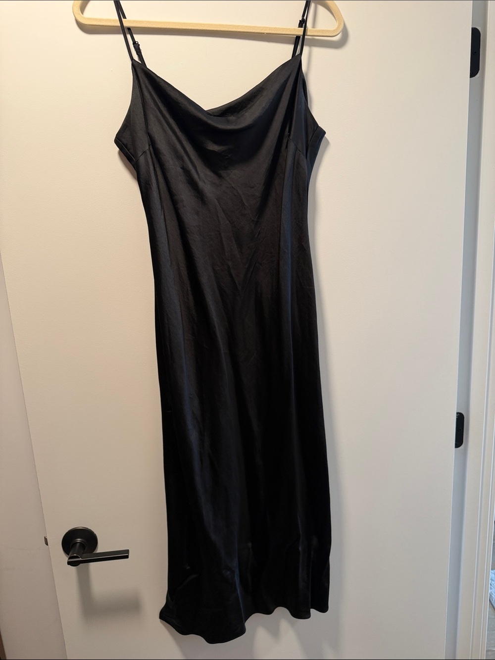 Express Black Satin Cowl Neck Slip Dress